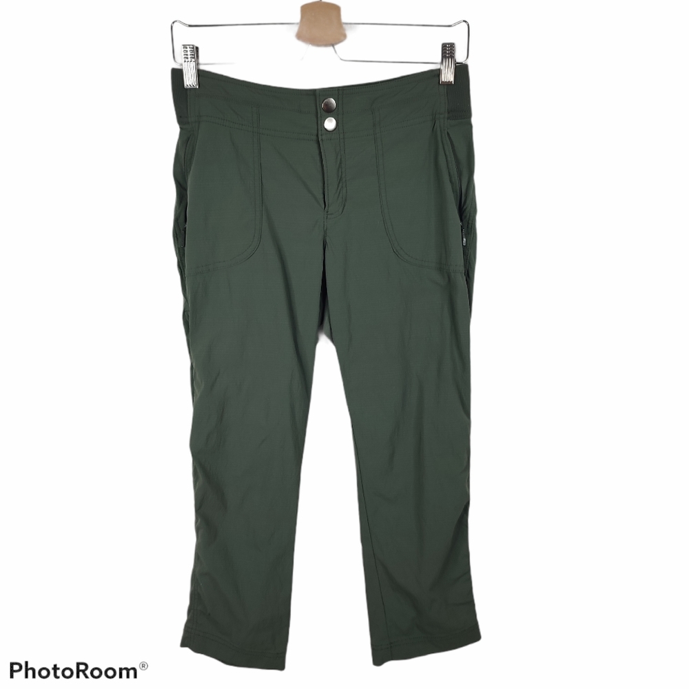 *Athleta Olive Green Green Crop Zipper Pocket Pants Size 4 Miltary Outdoors